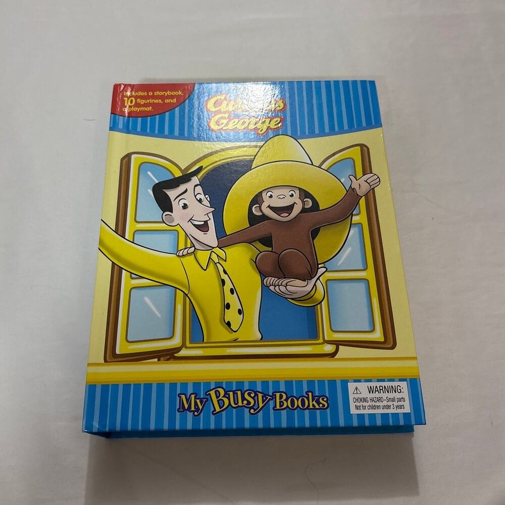 My Busy Books Curious George Storybook 10 Figurines Playmat Rare Playset